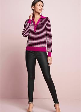 GEM BUTTON GEOMETRIC STRIPE поло NECK KNIT топ - кофта