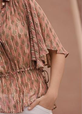TIE WAIST FLUTTER шорты SLEEVE SPARKLE BLOUSE - блузка рубашечного покроя