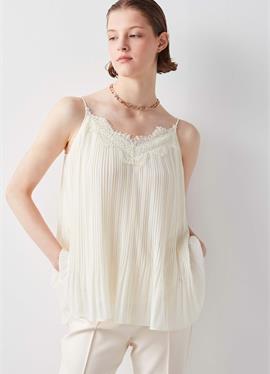 PLEATED WITH LACE TRİM - блузка