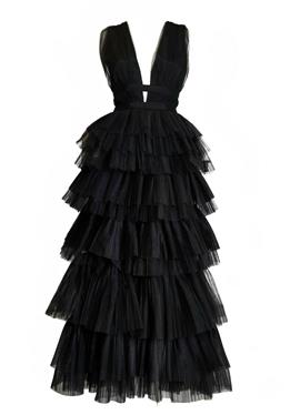 FULLY LINED PLUNGING NECK LAYERED - Ballkleid