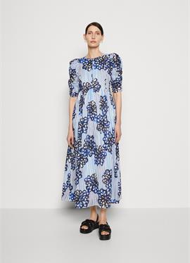 DRESS PRINTED FITTED WAIST PUFFY SLEEVES - платье