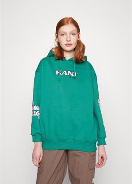 KK RETRO LONG FIT FLOWER толстовка DARK GREEN - пуловер с капюшоном