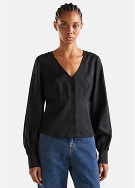 V-NECK LONG SLEEVE WITH GATHER - блузка