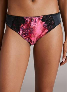 B BY TED BAKER PINK FLORAL SATIN HIGH LEG KNICKERS - трусики-слипы