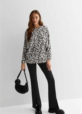 LEOPARD PRINT HEART BATWING - кофта