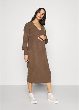 OLMNEW TESSA MIDI V NECK DRESS - вязаное платье
