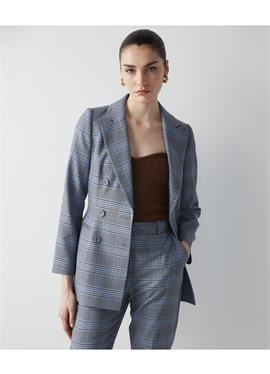 SLIM CUT PLAID PATTERNED DOUBLE-BREASTED WITH ACCENTUATED WAIST - короткое пальто