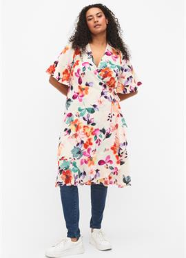 FLORAL WRAP WITH 3/4 SLEEVES - платье