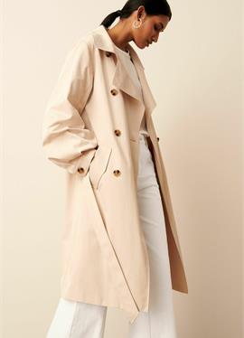 BALLOON SLEEVE BELTED TRENCH COAT - плащ