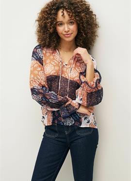SHEER BLOUSE WITH LACE TRIM DETAIL - блузка