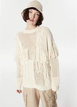 OVERSIZED KNIT MIX WITH FRINGES - кофта