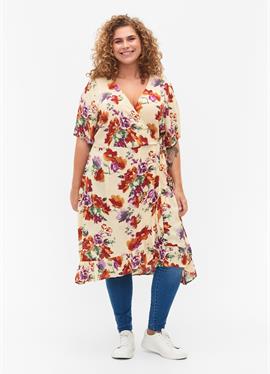 WITH FLORAL PRINT SHORT SLEEVES - платье