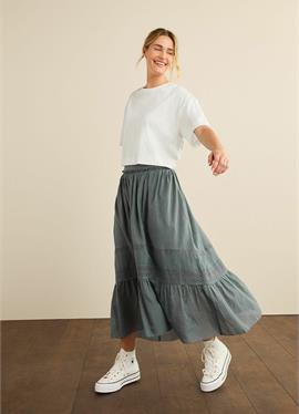 TIERED MIDI SKIRT - длинная юбка