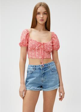 PUFF SLEEVE FLORAL CROP - блузка