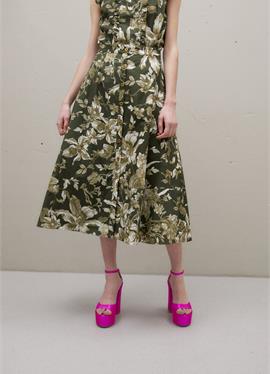 TIERED BUTTONED FULL LENGTH SKIRT - A-Linien-Rock