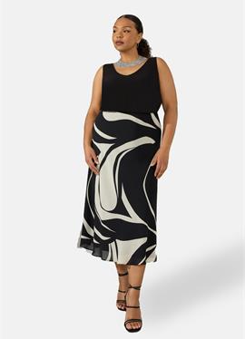 MONO SWIRL PRINT BIAS CUT  - A-Linien-Rock