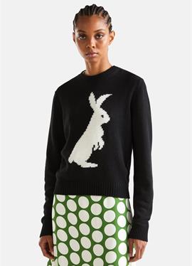 CREW NECK LONG SLEEVEWITH INTARSIA RABBIT MOTIF ON FRO - кофта