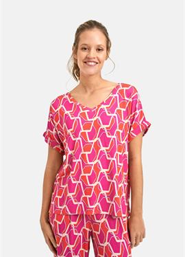 V-NECK WITH SHOULDER AND TURN UP - футболка print