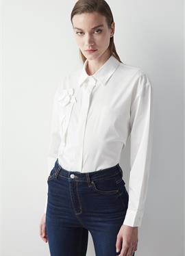 Стандартный крой POPLIN WITH FLORAL APPLIQU�S - блузка рубашечного покроя