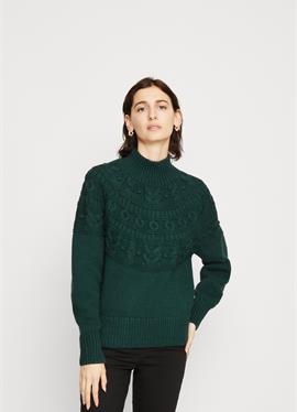 HORIZONTAL TONAL CABLE FUNNEL NECK - кофта