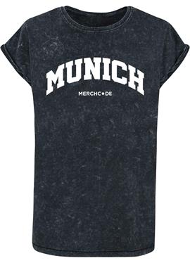 MUNICH WORDING - ACID WASHED - футболка print