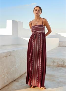 EMBROIDERED MAXI DRESS WITH LINEN - макси-платье