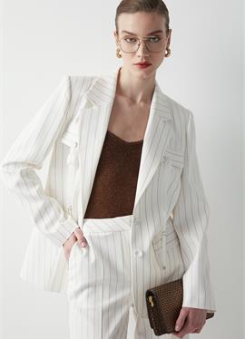 SLIM CUT STRIPED WITH ADJUSTABLE GROSGRAIN DETAILS - короткое пальто