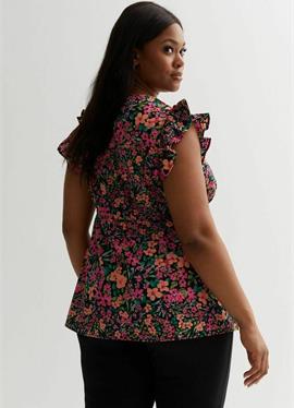 CURVES FLORAL шорты FRILL SLEEVE - туника New Look Curves