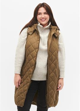 LONG QUILTED WITH ZIPPER AND POCKETS - жилет