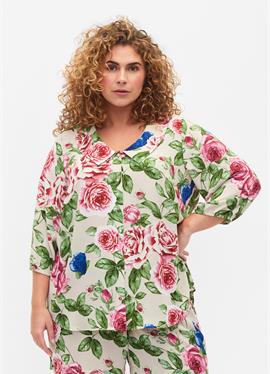 FLORAL WITH 3/4 SLEEVES - блузка рубашечного покроя