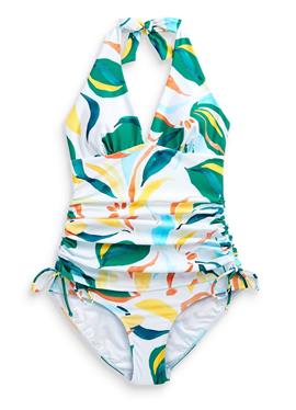 RUCHED TUMMY CONTROL PLUNGE SWIMSUIT - купальник