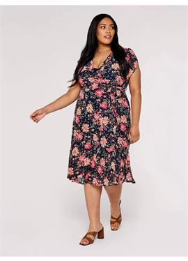 CURVE FLORAL WRAP MIDI - платье