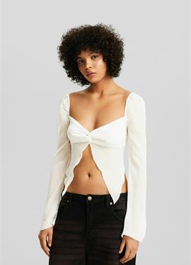LONG SLEEVE CROPPED WITH DETAIL - блузка