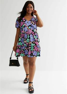 CURVES FLORAL FRILL TIERED MINI SMOCK - платье