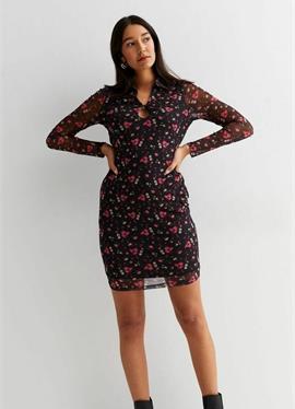 TALL FLORAL CUT OUT COLLARED MINI - платье