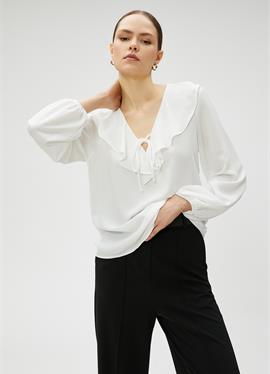 V NECK VOLUMINOUS DETAIL LONG SLEEVE - блузка