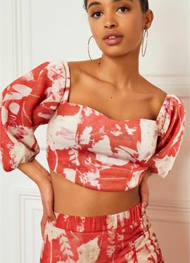 FLORAL OCCASION SWEETHEART PUFF SLEEVE - блузка