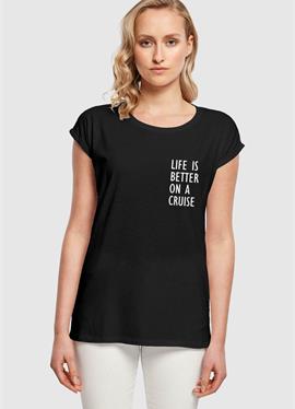 LIFE IS BETTER EXTENDED SHOULDER - футболка print