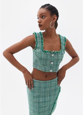 TWEED CROP WITH BUTTONS - блузка