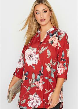 FLORAL HALF PLACKET - блузка