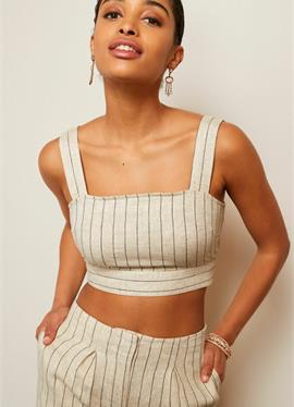 LINEN BLEND PINSTRIPE COORD CROPPED топ - блузка