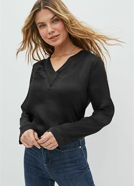 V-NECK SATIN FRONT LONG SLEEVE топ - блузка