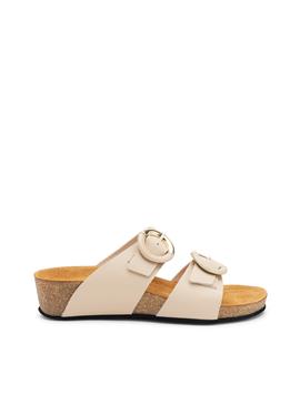DOUBLE-STRAP SLIDERS WITH TWO-TONE BUCKLES - шлепанцы flach