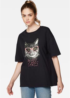 KURZARM CAT PRINT TEE - футболка print