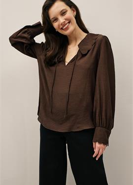 SCALLOP COLLAR LONG SLEEVE BLOUSE - блузка