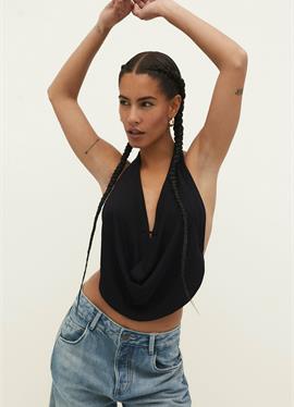 HALTER NECK WITH A DRAPED NECKLINE - блузка