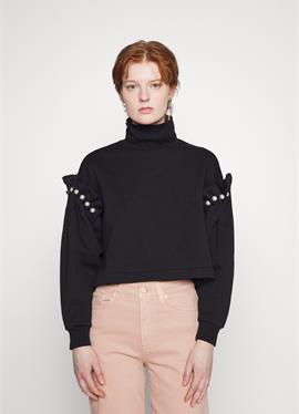 HIGH NECK CROPPED WITH PEARL SHOULDER - толстовка