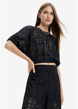 PUFF-SLEEVE LACE BLOUSE - блузка