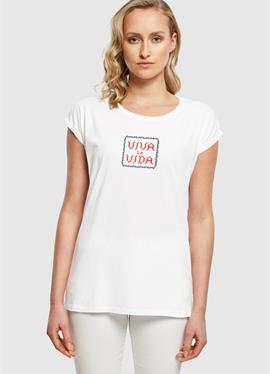 FRIDA KAHLO PIXELS VIVA LA VIDA EXTENDED SHOULDER TEE - футболка print
