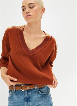 BUTTON SHOULDER V-NECK - кофта